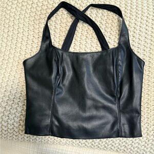 Abercrombie & Fitch Midnight Faux Leather Crop Top